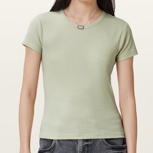 AllSaints Jade Green T-Shirt Stevie slim fit Cotton Logo    Sz 6